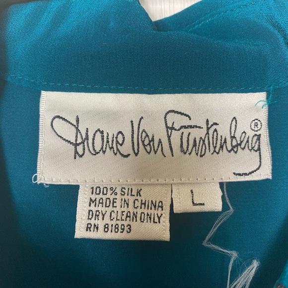 DVF DIANE VON FURSTENBERG VINTAGE SILK BLOUSE SIZE LARGE - Picture 4 of 7